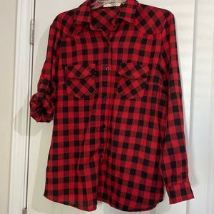 Red and black plaid flannel shirt